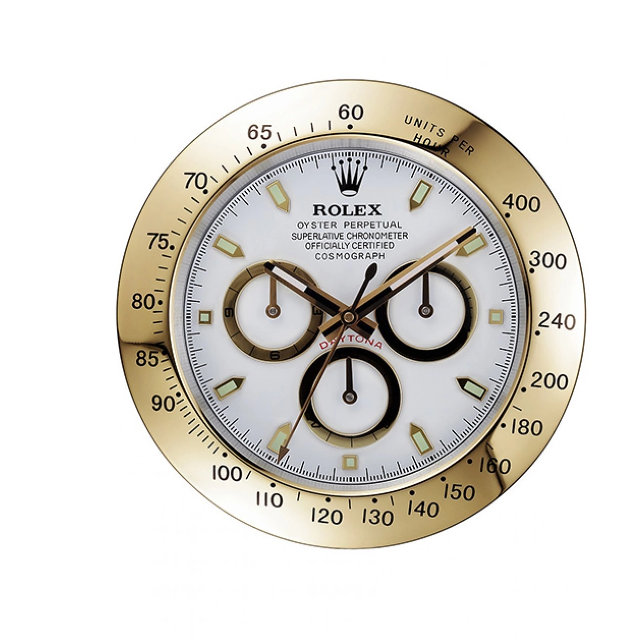 MiroTime 0726 Rolex Daytona Cosmograph Wall Clock Gold-White 621911
